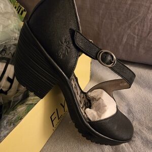 Fly London Women's Black Wedge Shoes